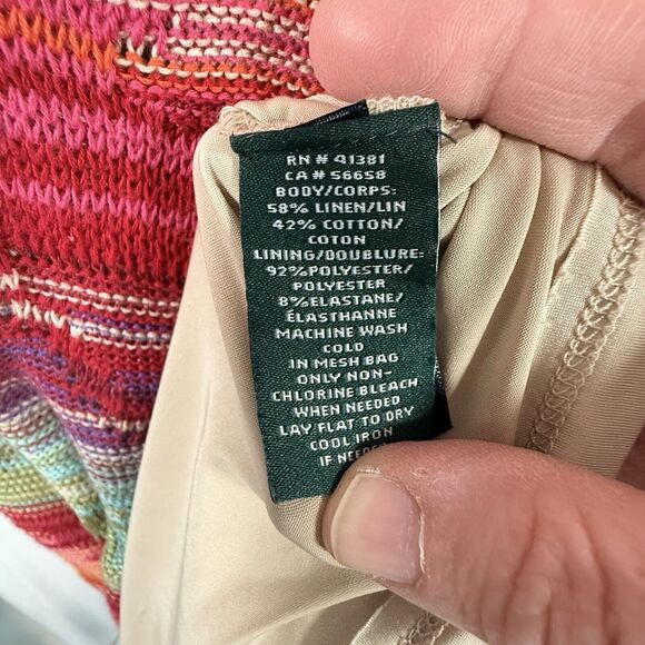 LRL SW Boho Crochet Aztec Stripe Linen Blend Midi Dress WOMENS SIZE PM Medium P - Picture 5 of 11